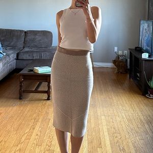 Striped Knit Midi Skirt